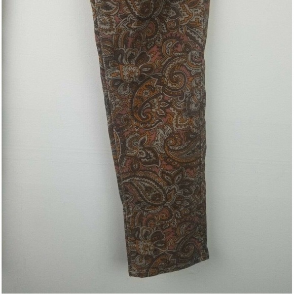Prana Women Pants 8 Medium Skinny Corduroy Paisley Mid-Rise Brown Cotton - Picture 7 of 8